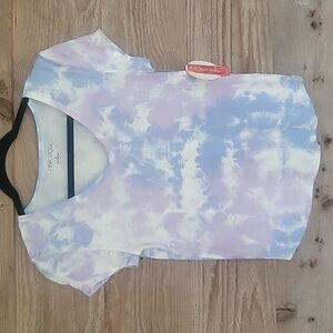 Pink Rose Medium Blue and Purple Tie Dye Vneck Short Sleeve Tee NWT